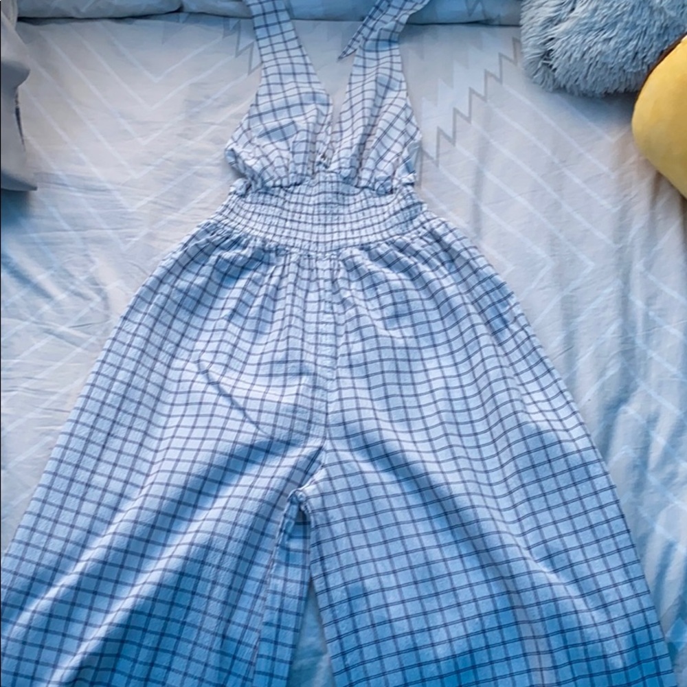 UO white and blue jumpsuit